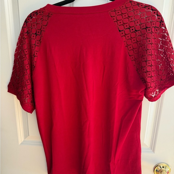 Elegant Lace Sleeve Burgundy Top - Picture 3 of 3